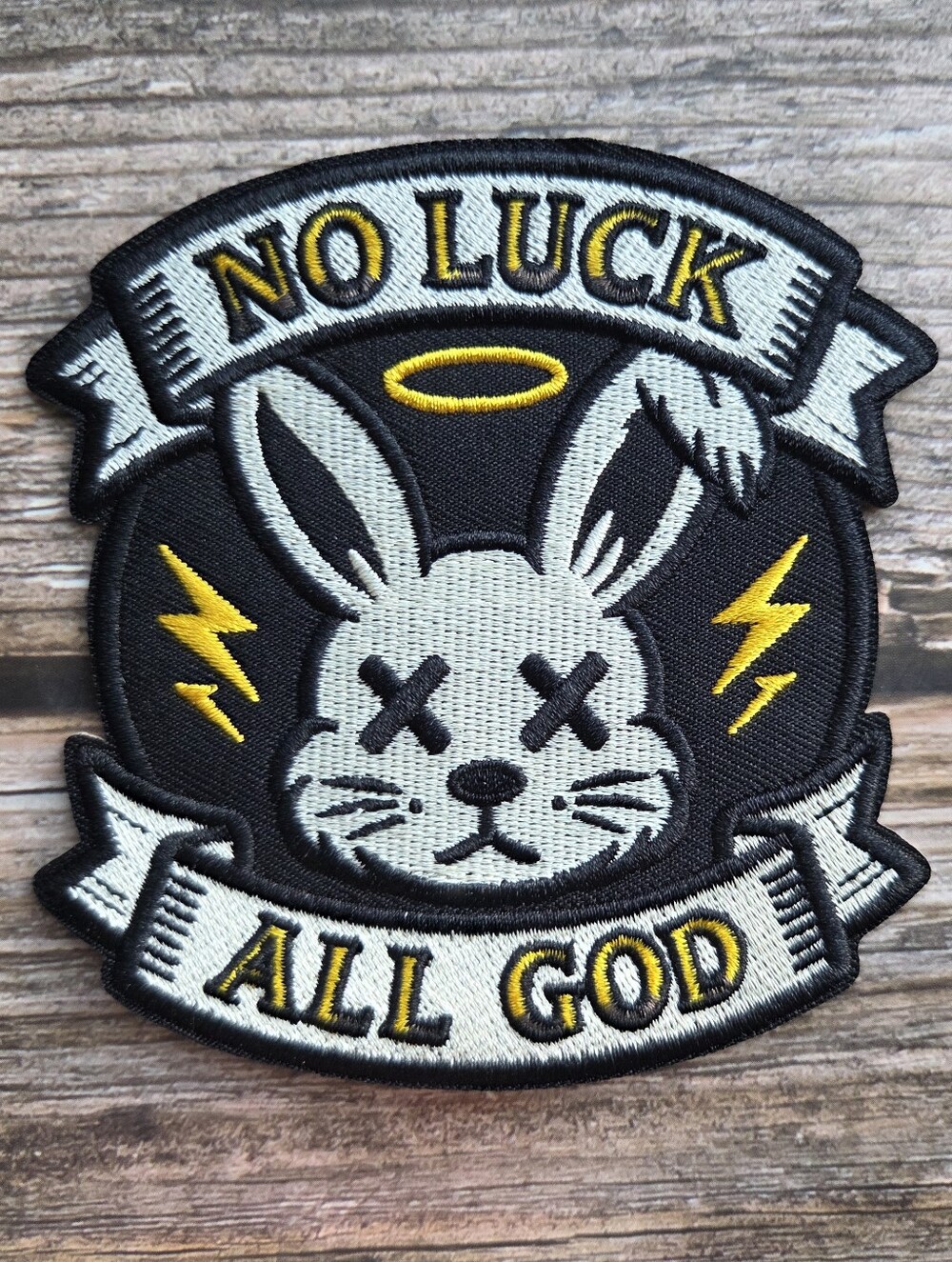 No Luck All God Dead Rabbit Bunny Rockabilly Punk Rock Iron On Patch